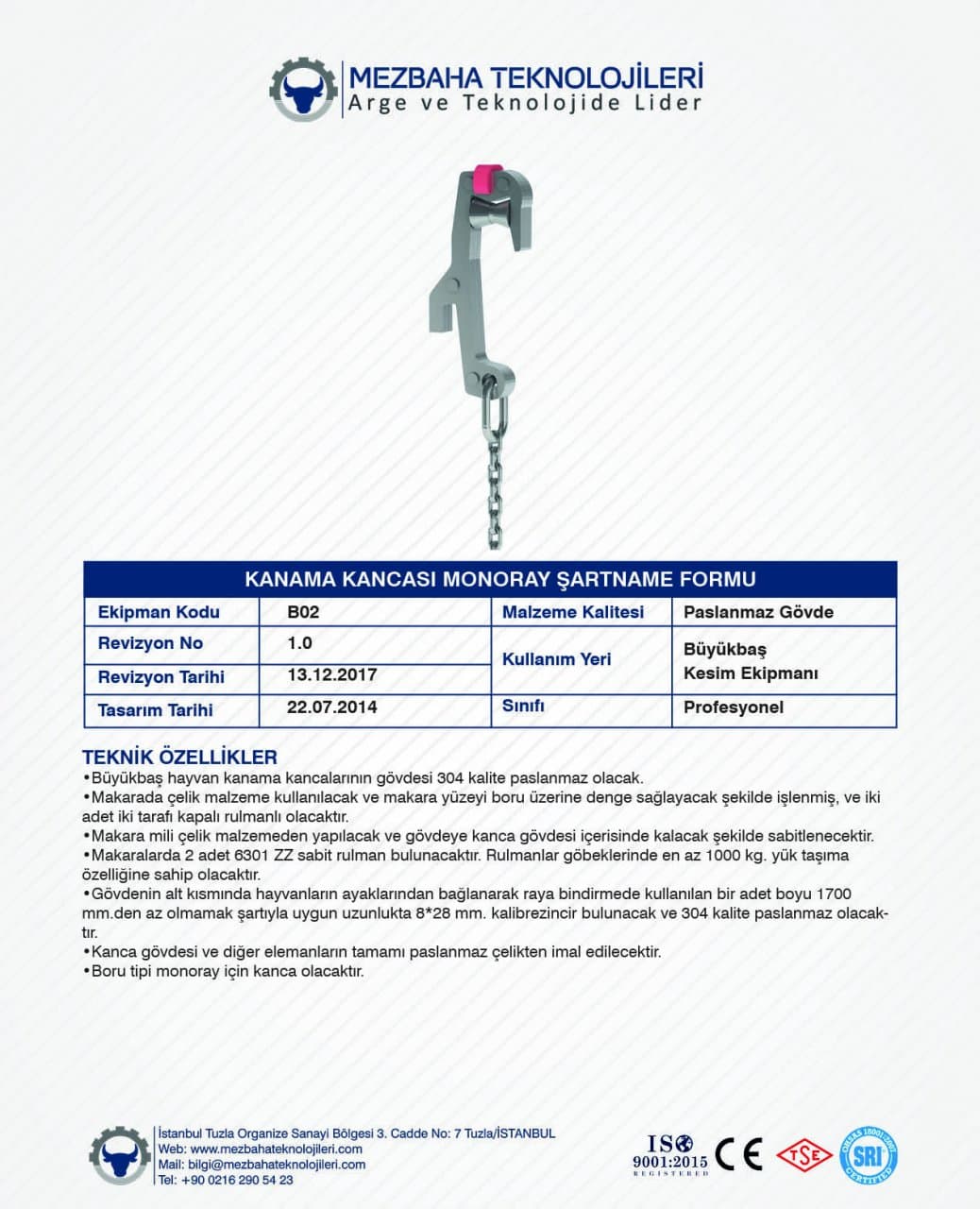 2018 Mezbaha Sistemleri Katalog — Page 11 / 155
