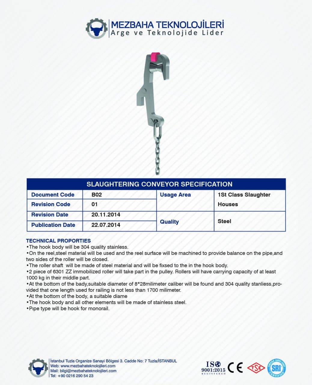 2018 Mezbaha Sistemleri Katalog — Page 12 / 155