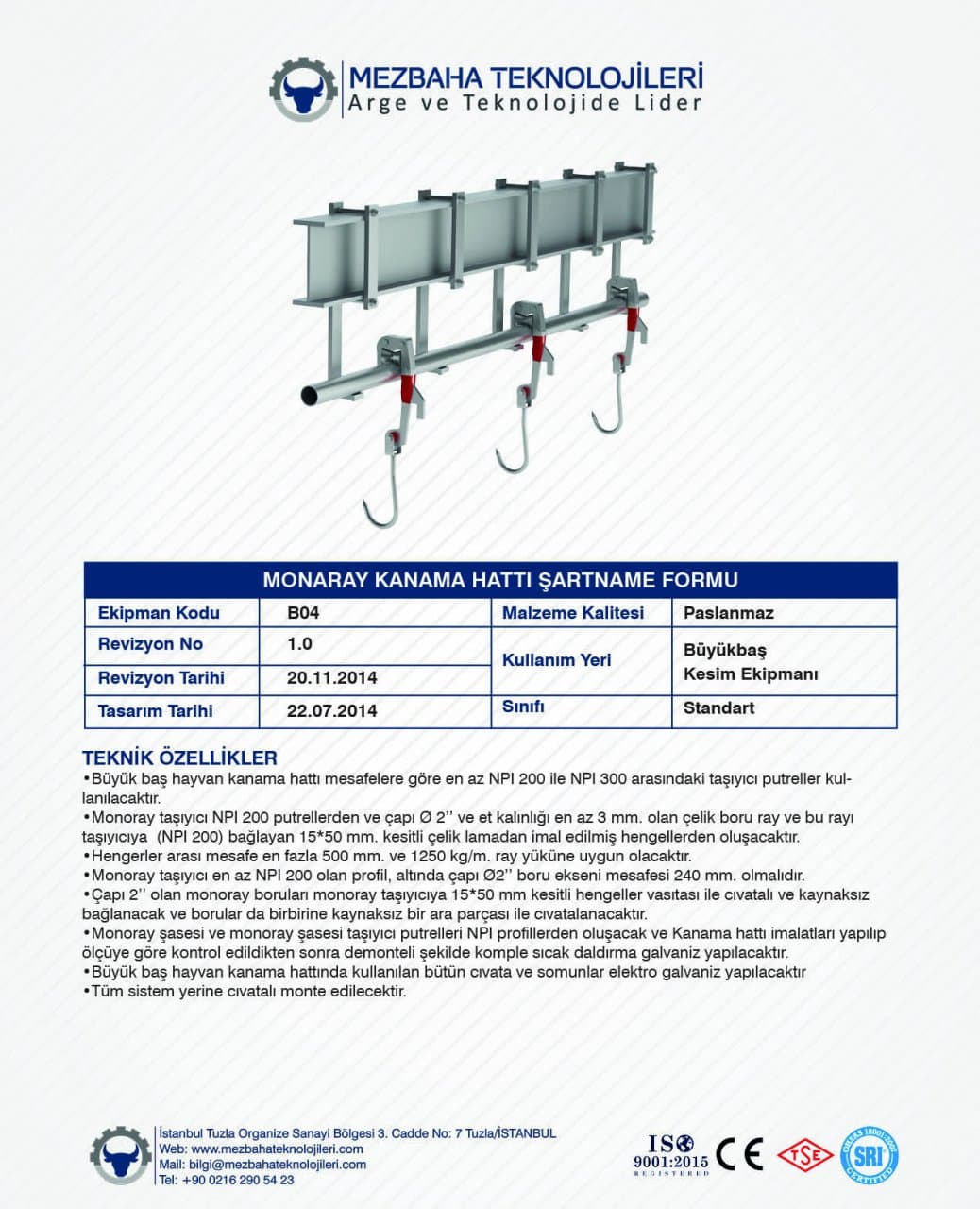 2018 Mezbaha Sistemleri Katalog — Page 15 / 155