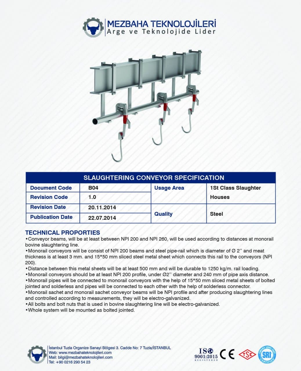 2018 Mezbaha Sistemleri Katalog — Page 16 / 155