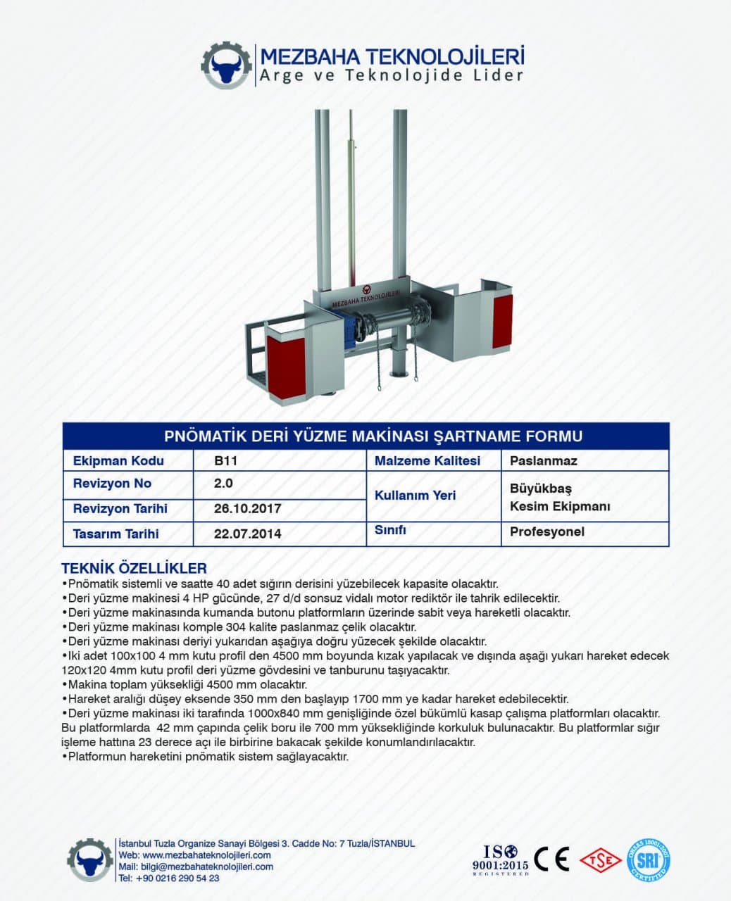 2018 Mezbaha Sistemleri Katalog — Page 29 / 155