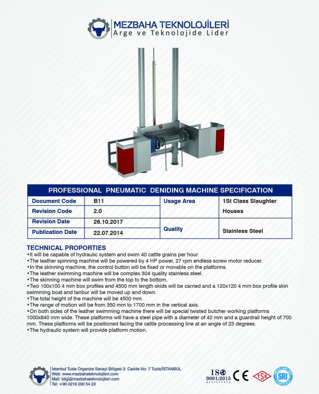 2018 Mezbaha Sistemleri Katalog — Page 30 / 155