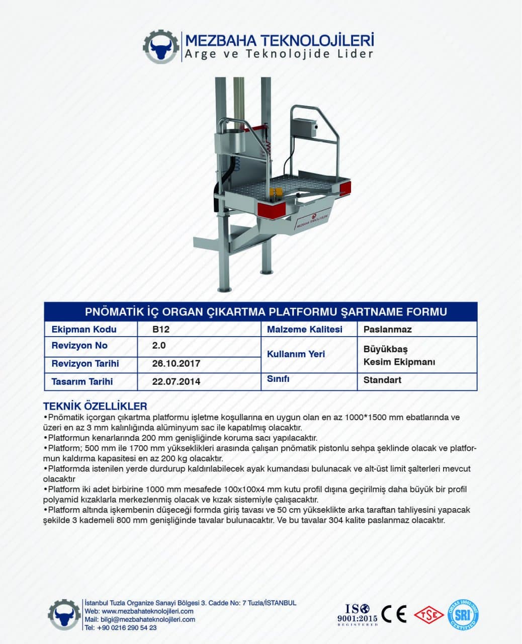 2018 Mezbaha Sistemleri Katalog — Page 31 / 155