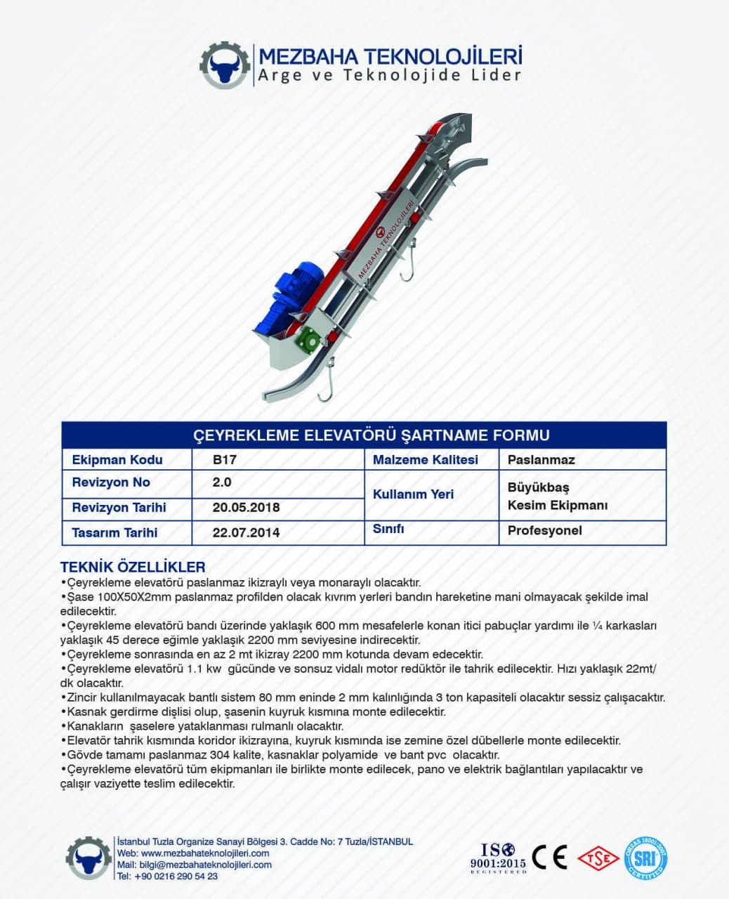 2018 Mezbaha Sistemleri Katalog — Page 39 / 155