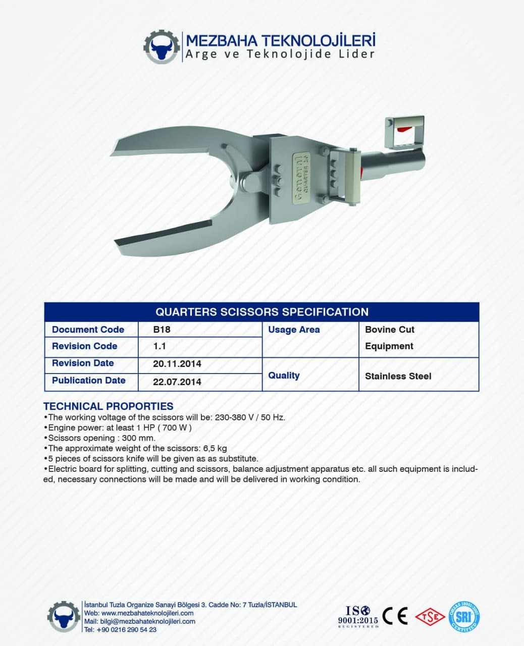 2018 Mezbaha Sistemleri Katalog — Page 42 / 155