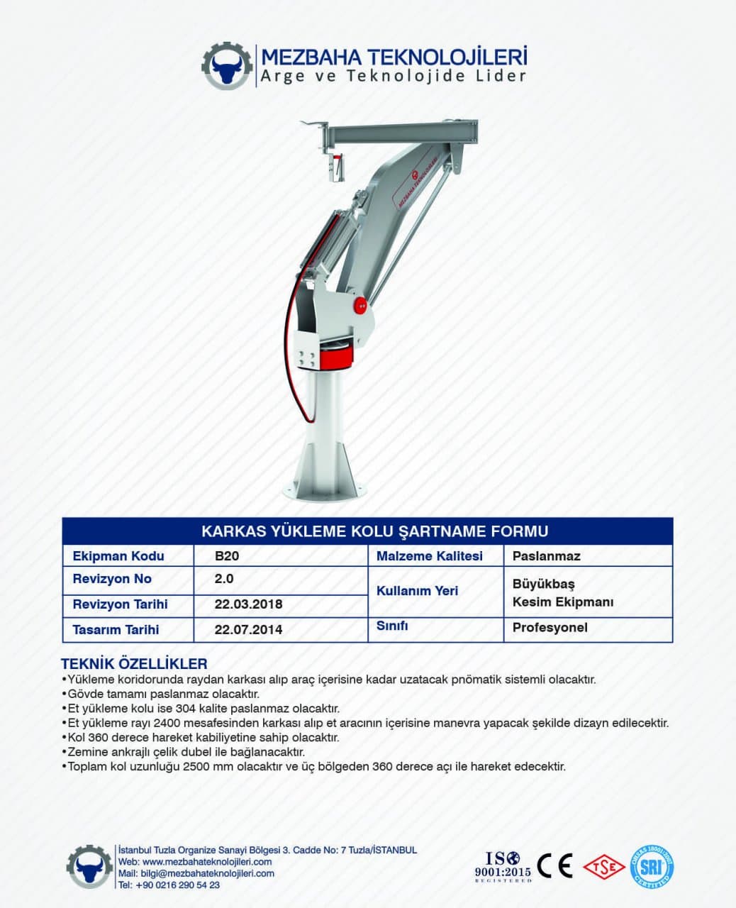 2018 Mezbaha Sistemleri Katalog — Page 43 / 155