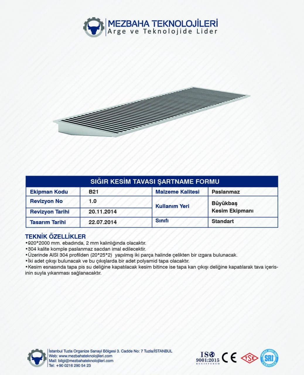2018 Mezbaha Sistemleri Katalog — Page 45 / 155