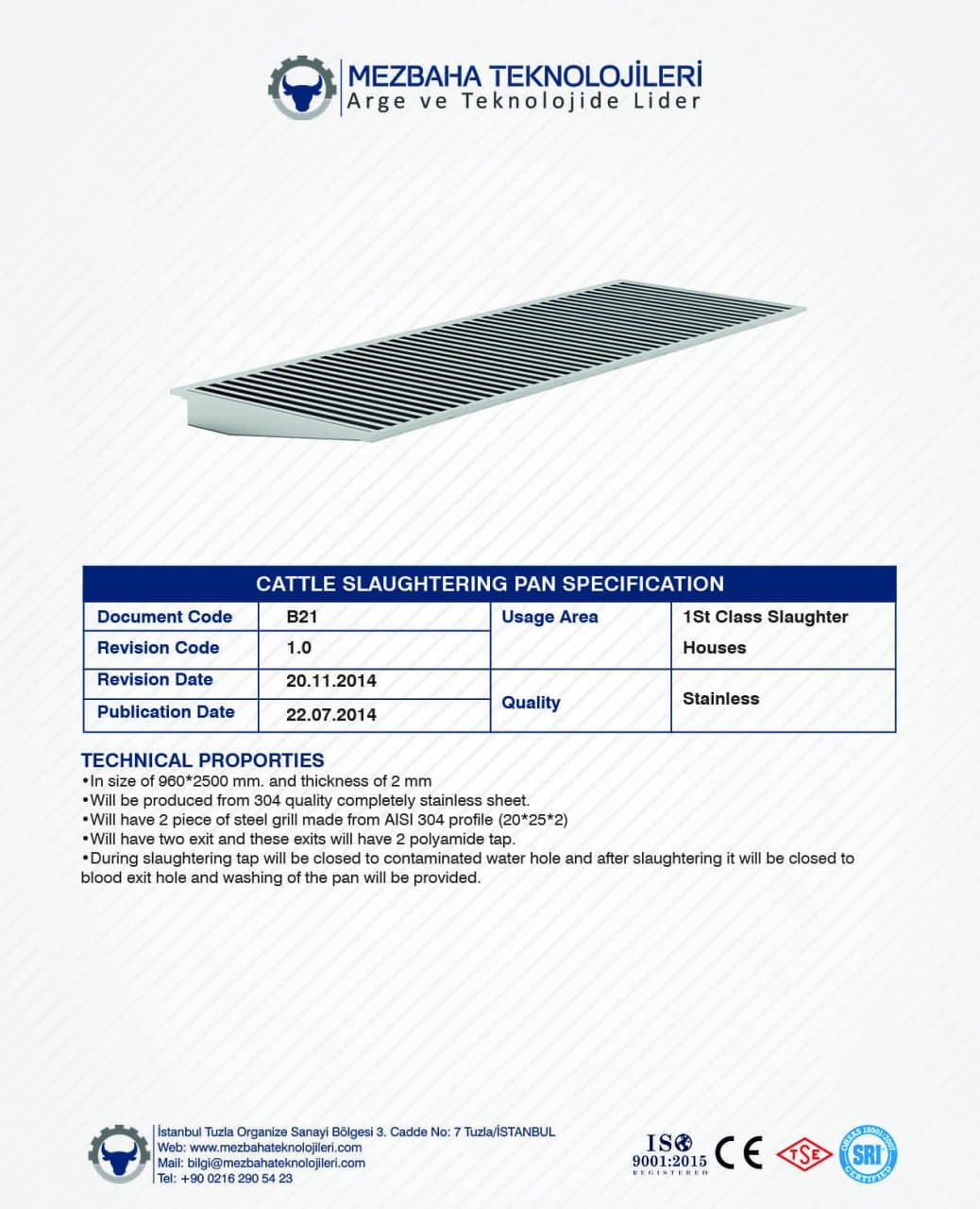 2018 Mezbaha Sistemleri Katalog — Page 46 / 155