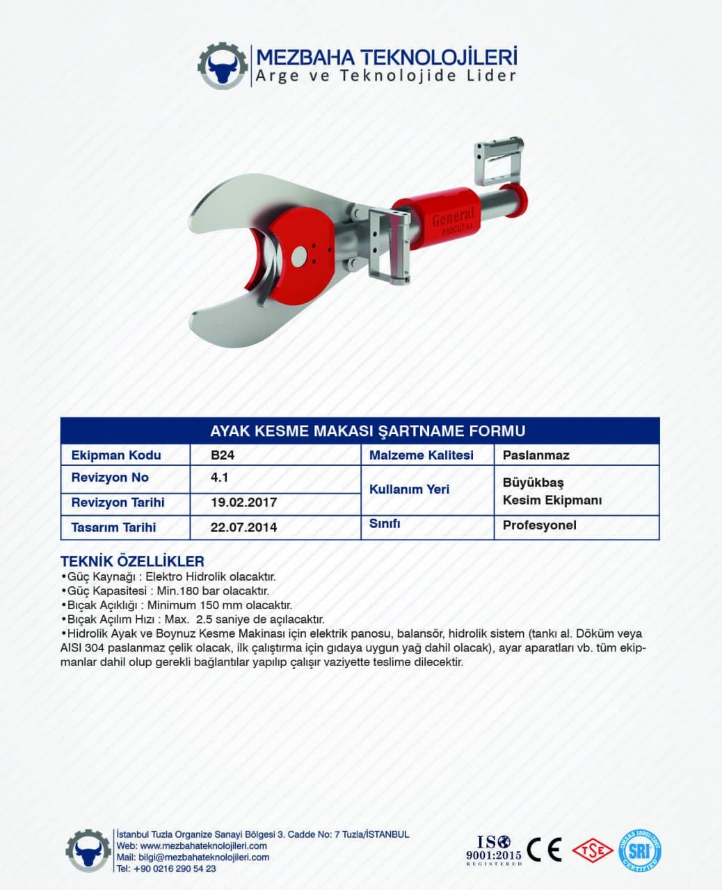 2018 Mezbaha Sistemleri Katalog — Page 47 / 155
