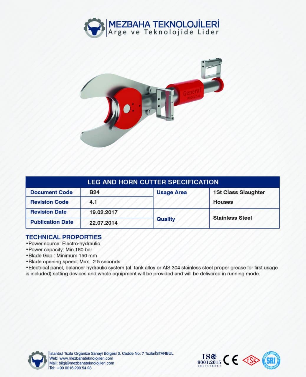 2018 Mezbaha Sistemleri Katalog — Page 48 / 155