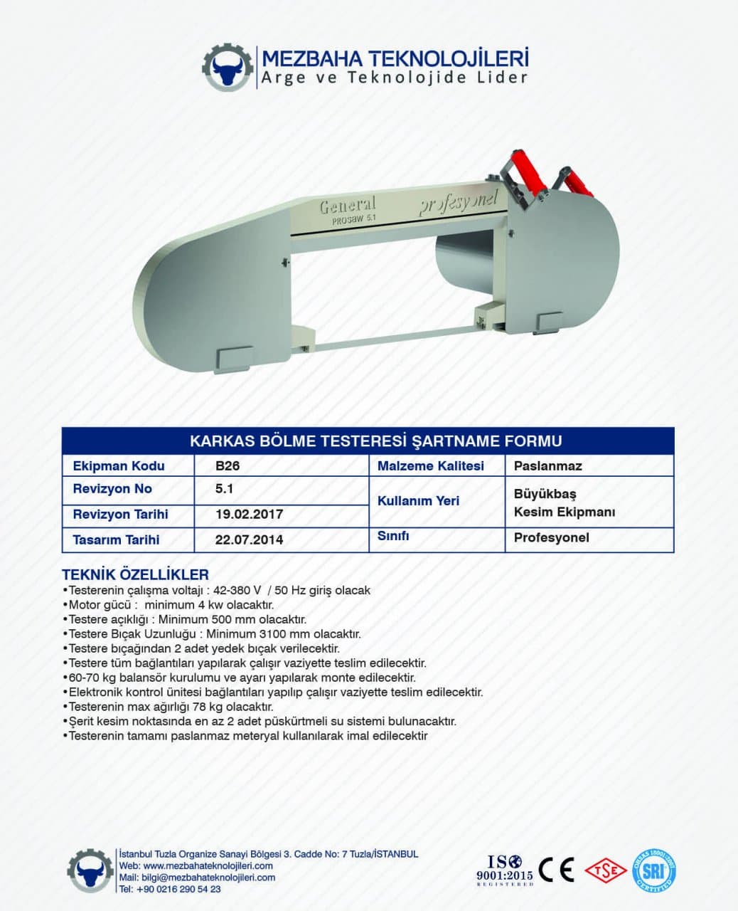 2018 Mezbaha Sistemleri Katalog — Page 51 / 155