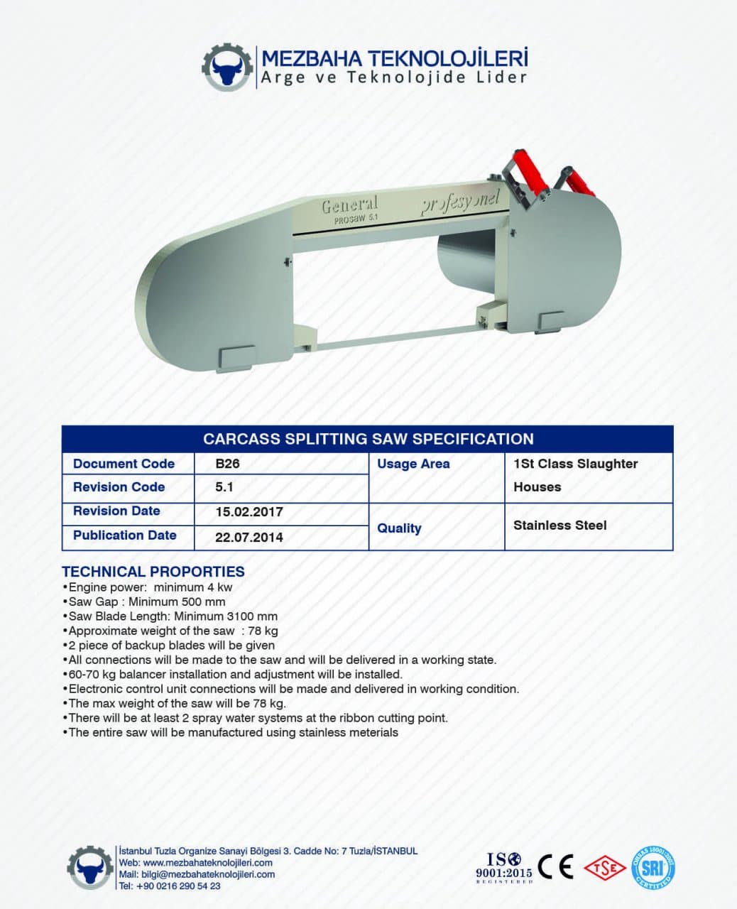 2018 Mezbaha Sistemleri Katalog — Page 52 / 155