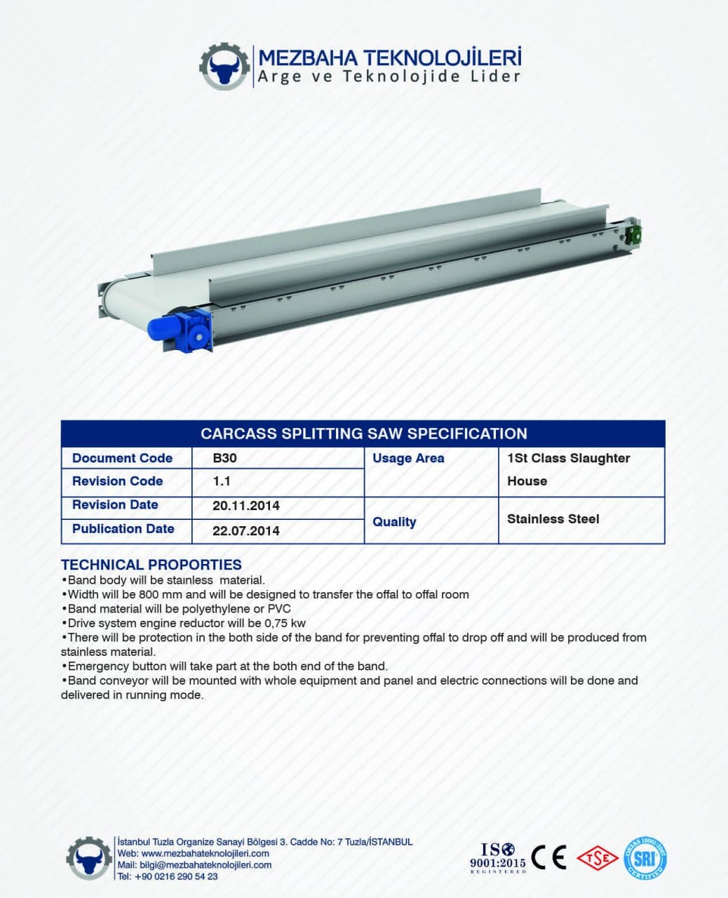 2018 Mezbaha Sistemleri Katalog — Page 56 / 155