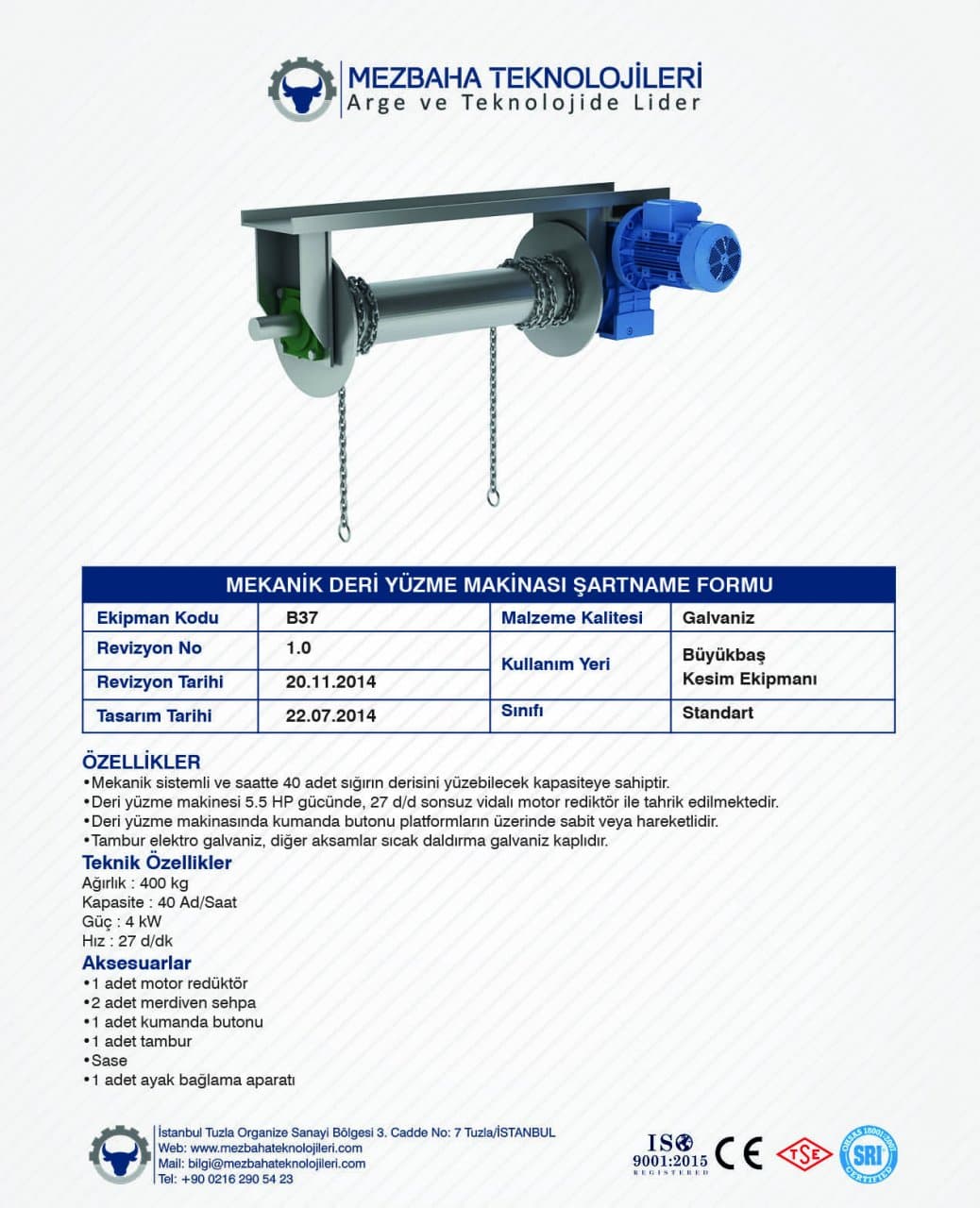 2018 Mezbaha Sistemleri Katalog — Page 59 / 155