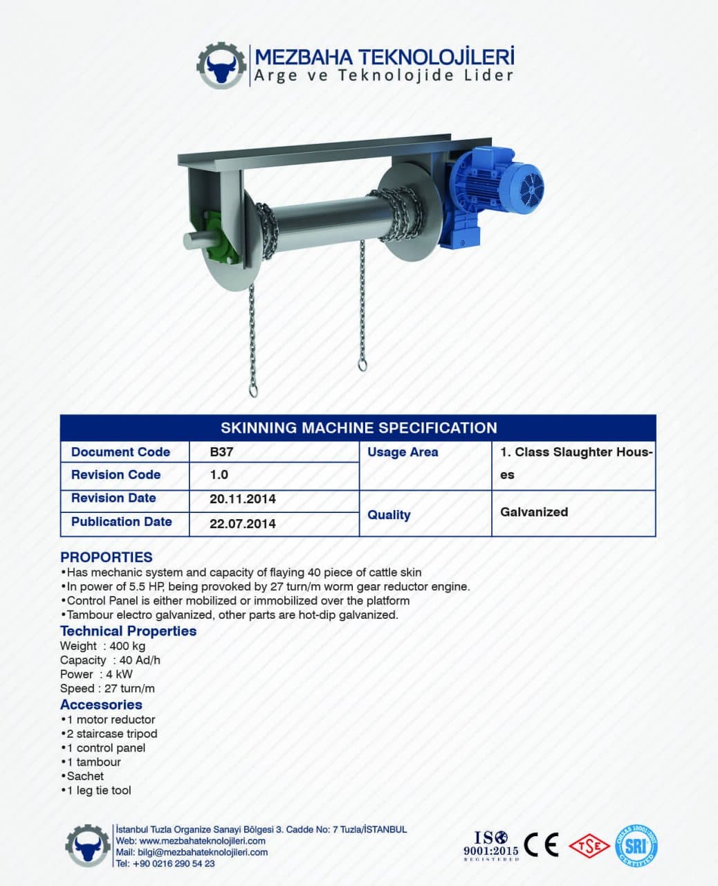 2018 Mezbaha Sistemleri Katalog — Page 60 / 155