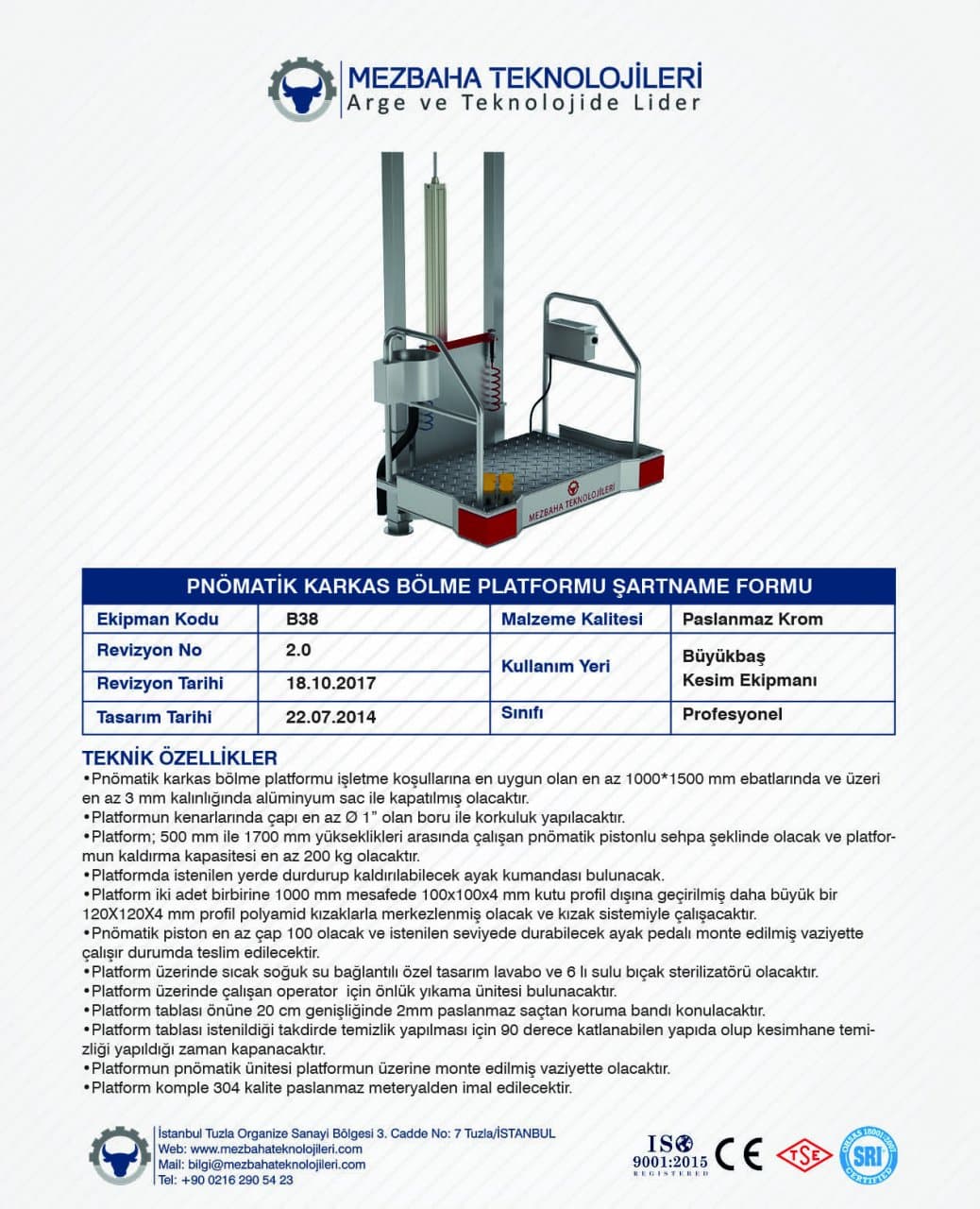 2018 Mezbaha Sistemleri Katalog — Page 61 / 155
