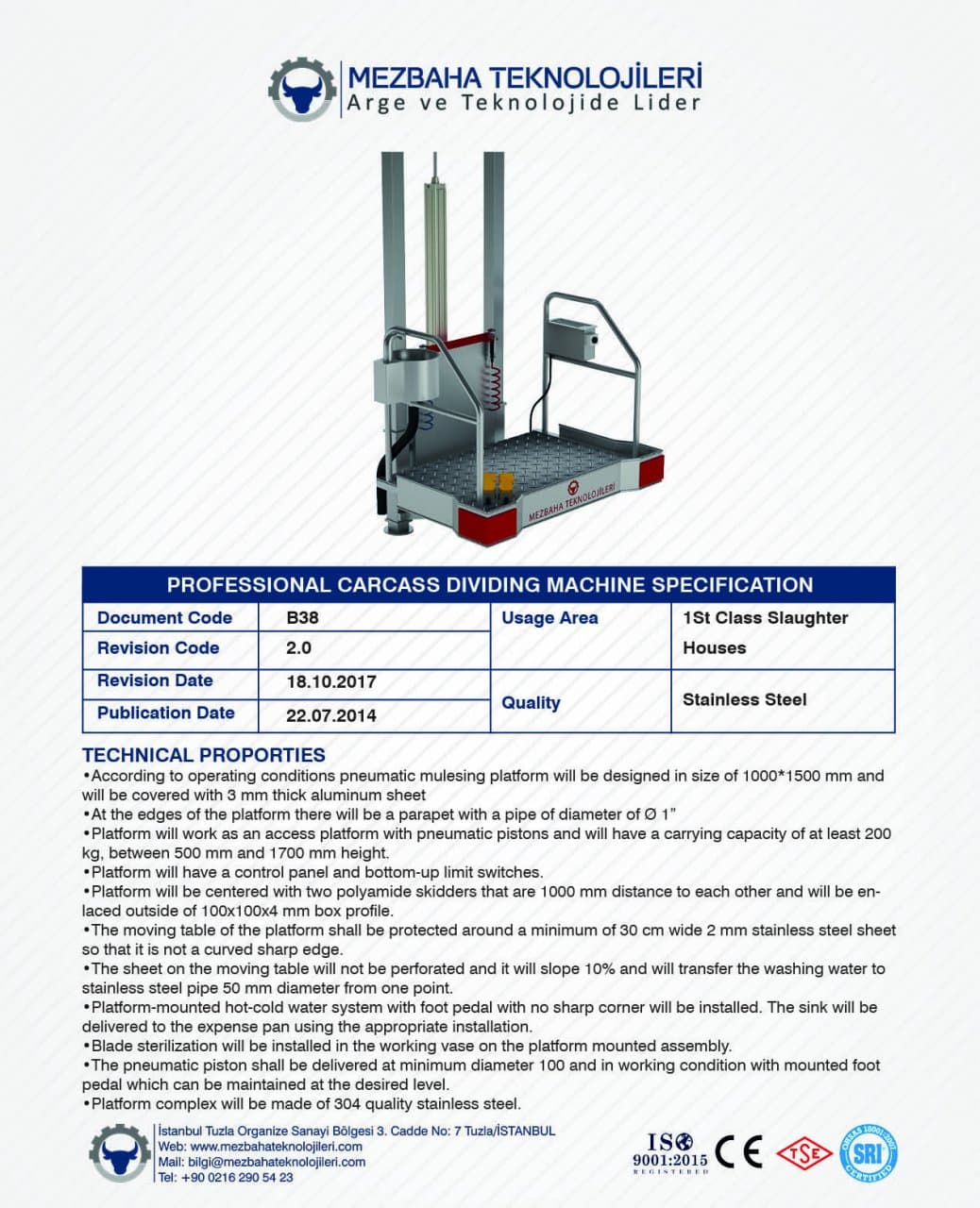 2018 Mezbaha Sistemleri Katalog — Page 62 / 155