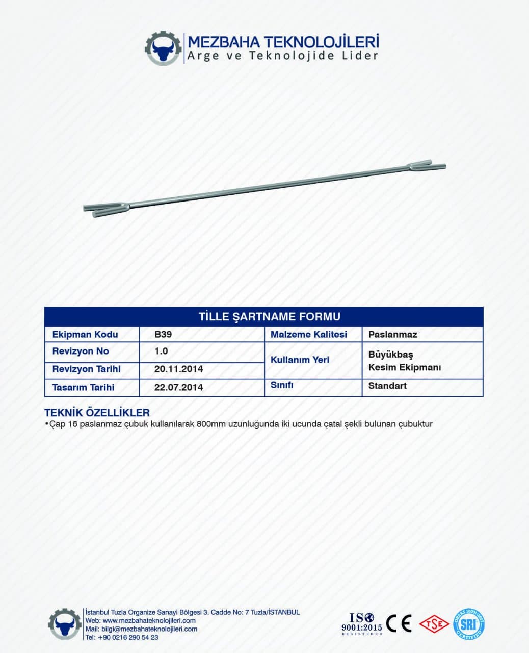 2018 Mezbaha Sistemleri Katalog — Page 63 / 155