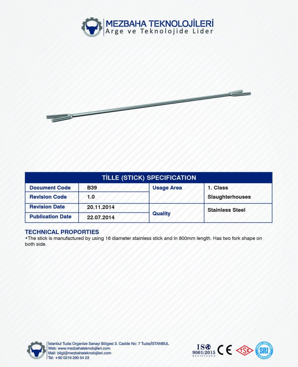 2018 Mezbaha Sistemleri Katalog — Page 64 / 155