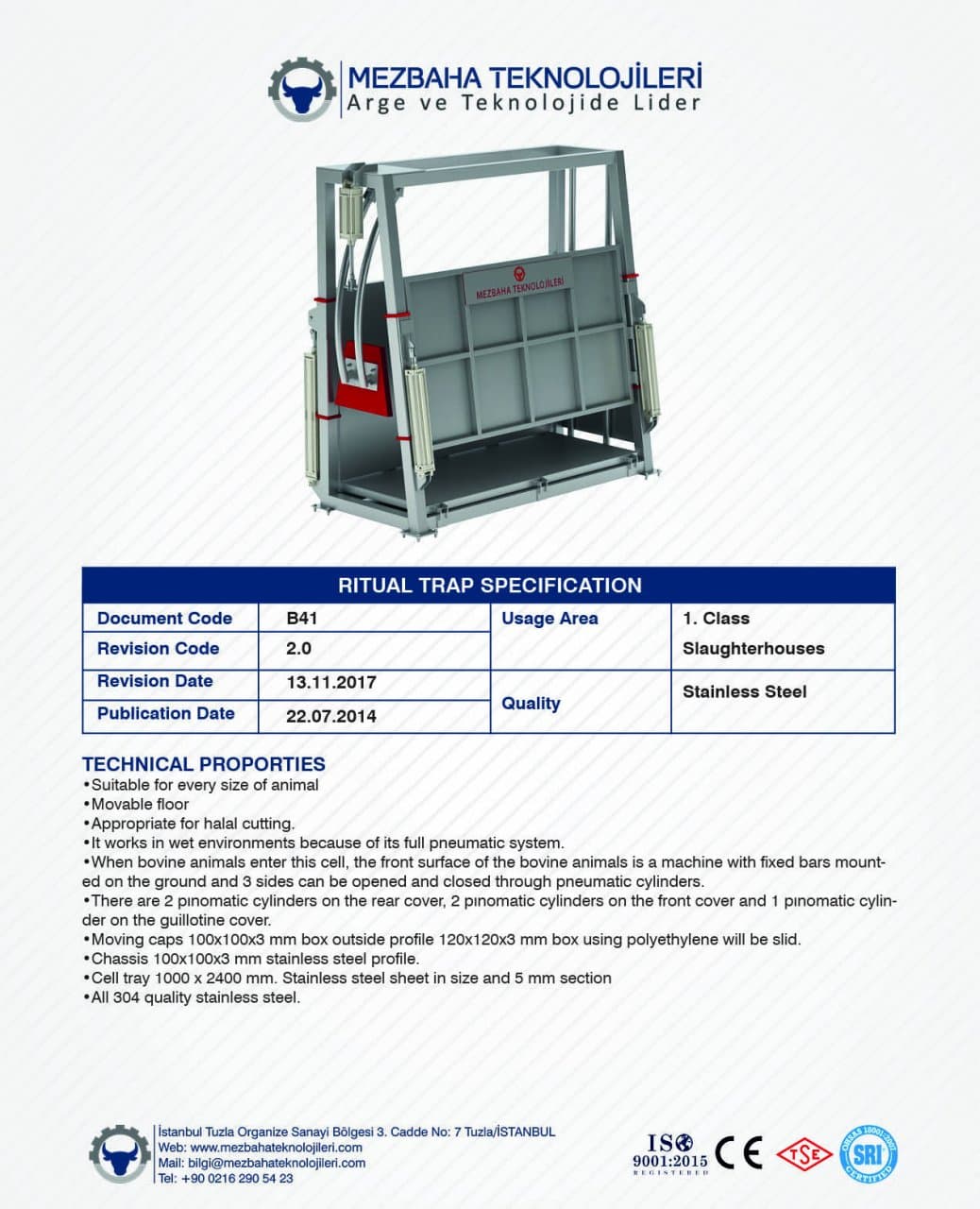 2018 Mezbaha Sistemleri Katalog — Page 68 / 155