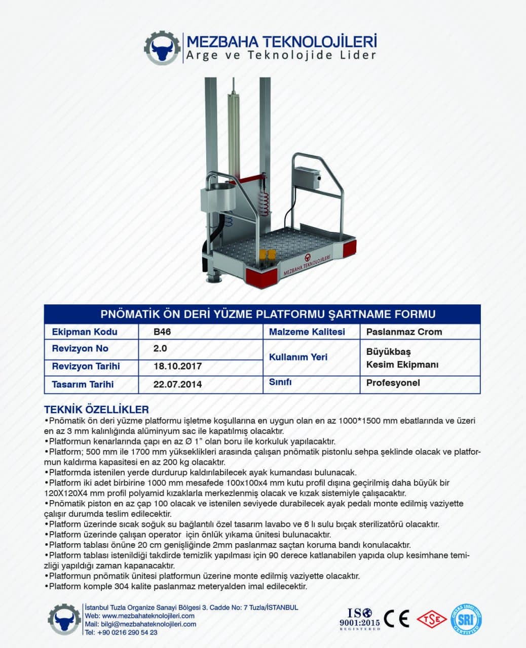 2018 Mezbaha Sistemleri Katalog — Page 69 / 155