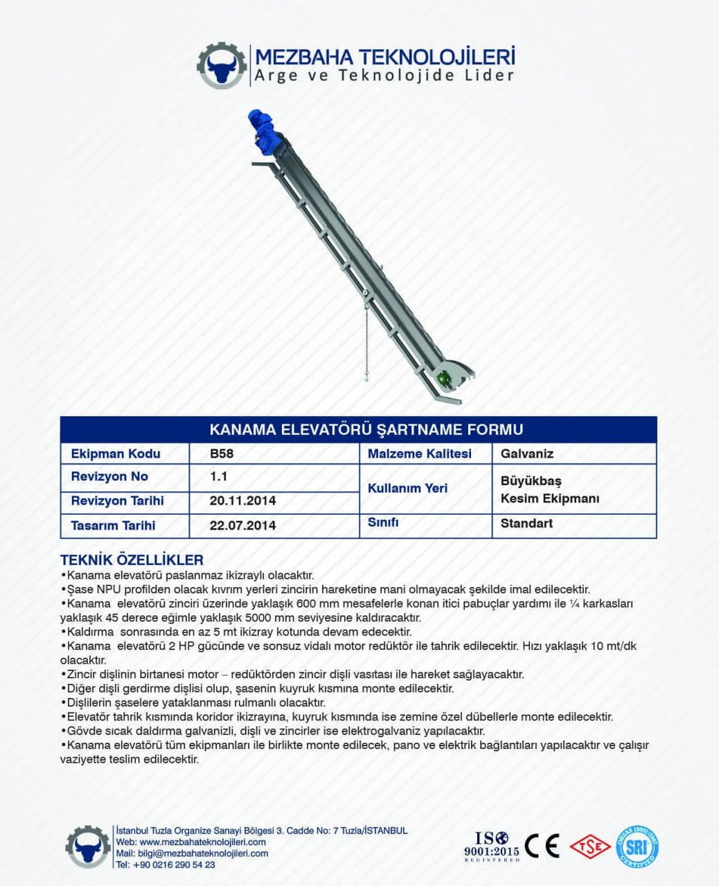 2018 Mezbaha Sistemleri Katalog — Page 71 / 155