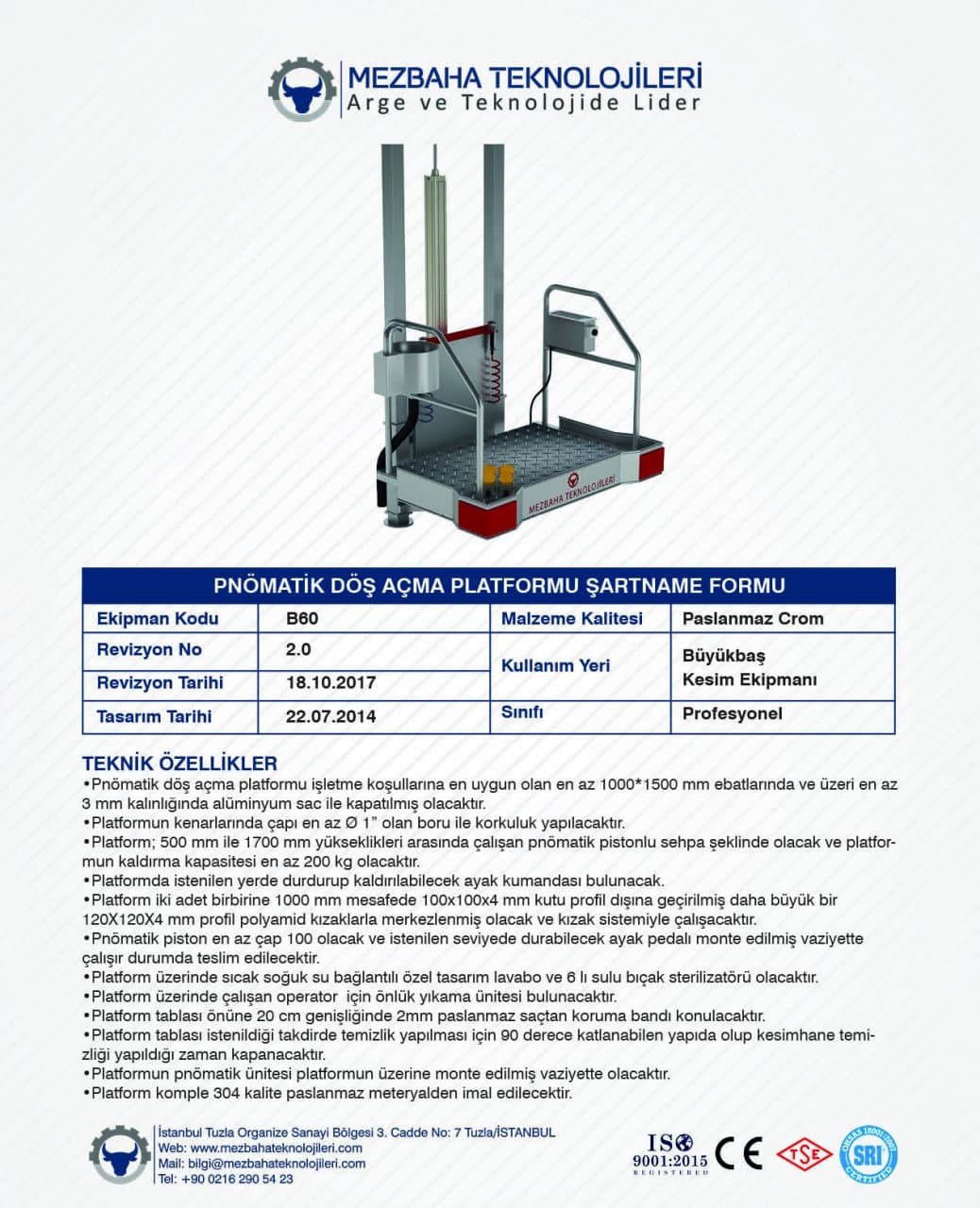 2018 Mezbaha Sistemleri Katalog — Page 73 / 155