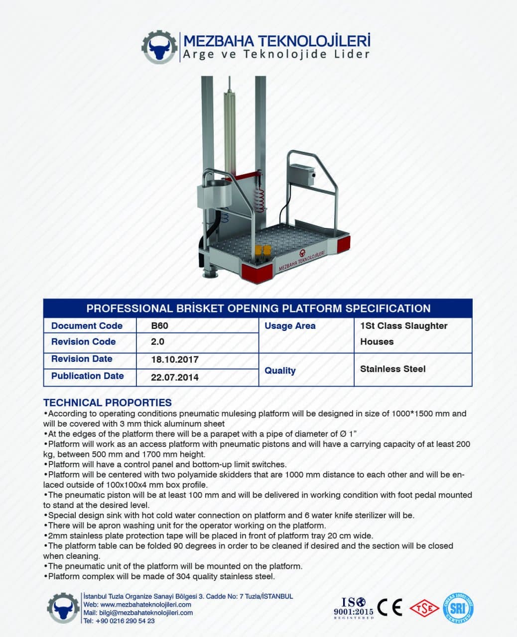 2018 Mezbaha Sistemleri Katalog — Page 74 / 155
