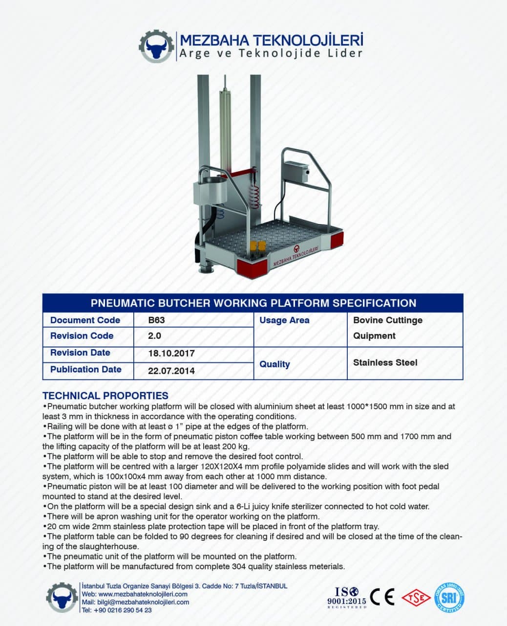 2018 Mezbaha Sistemleri Katalog — Page 76 / 155