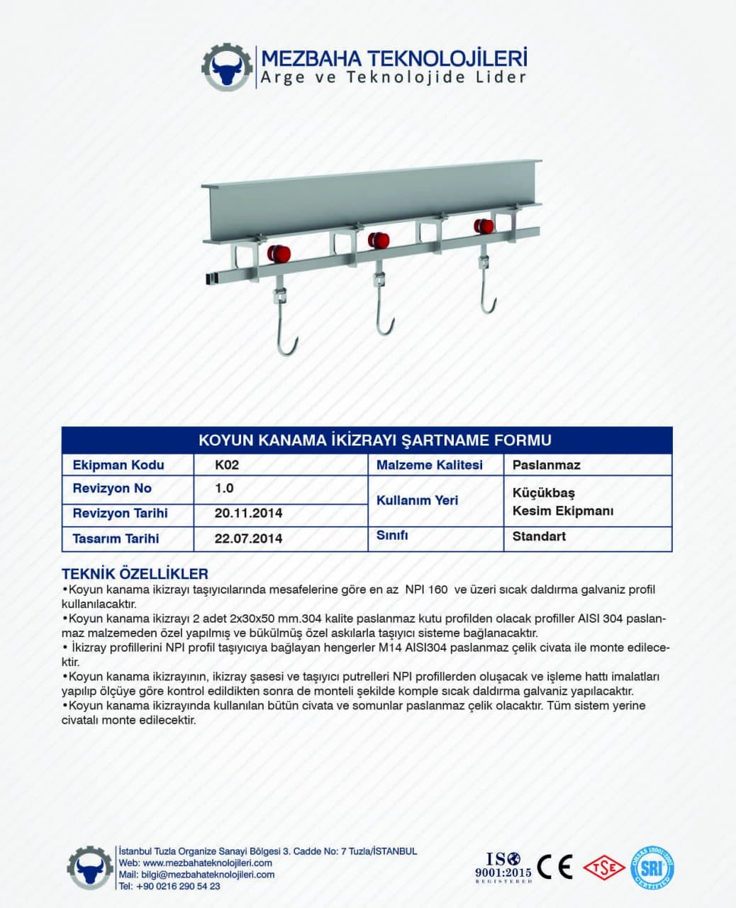 2018 Mezbaha Sistemleri Katalog — Page 79 / 155