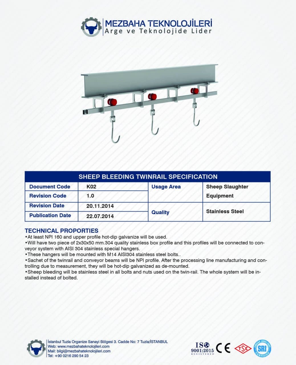 2018 Mezbaha Sistemleri Katalog — Page 80 / 155