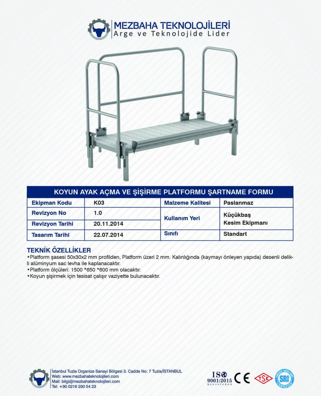 2018 Mezbaha Sistemleri Katalog — Page 81 / 155
