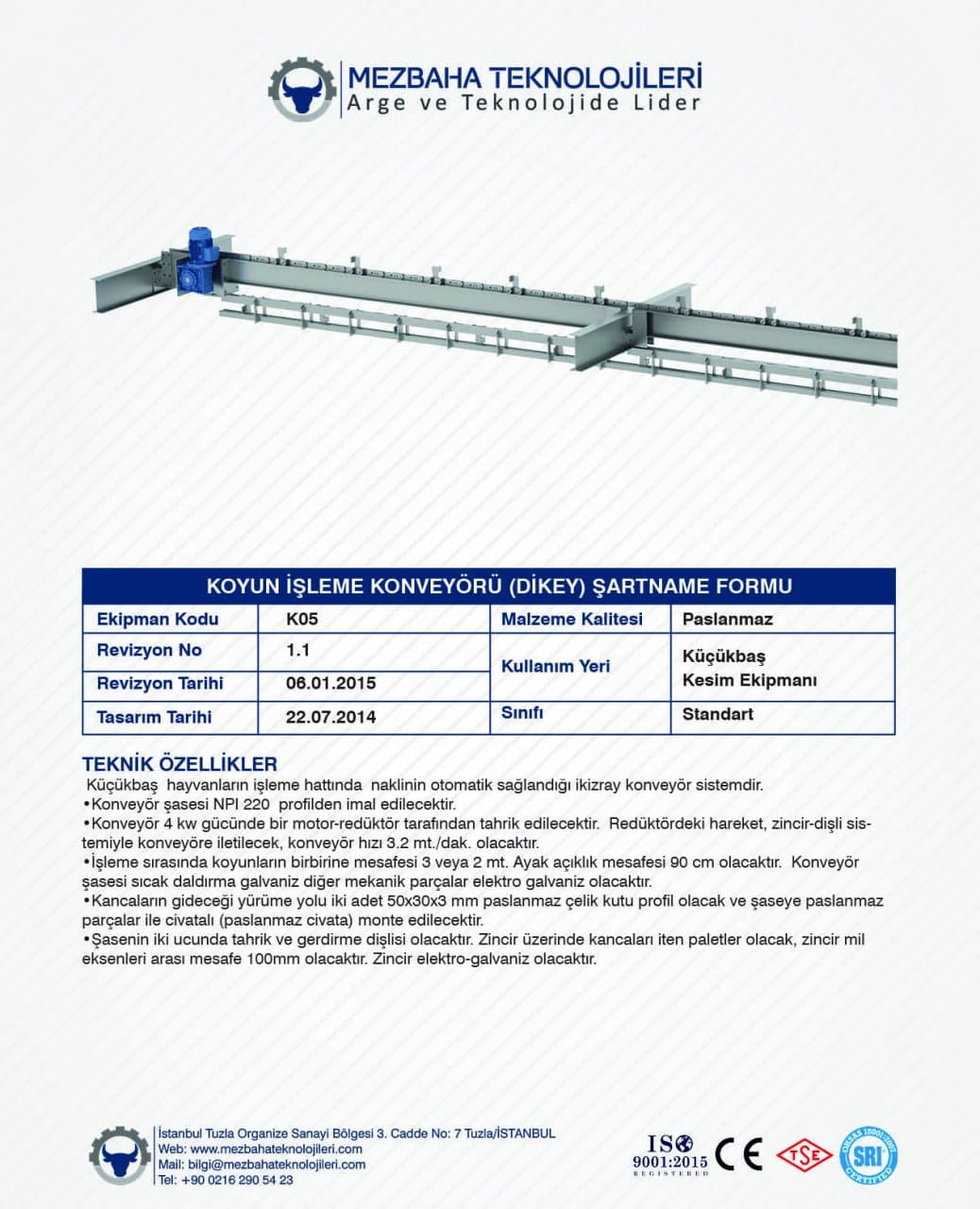 2018 Mezbaha Sistemleri Katalog — Page 83 / 155