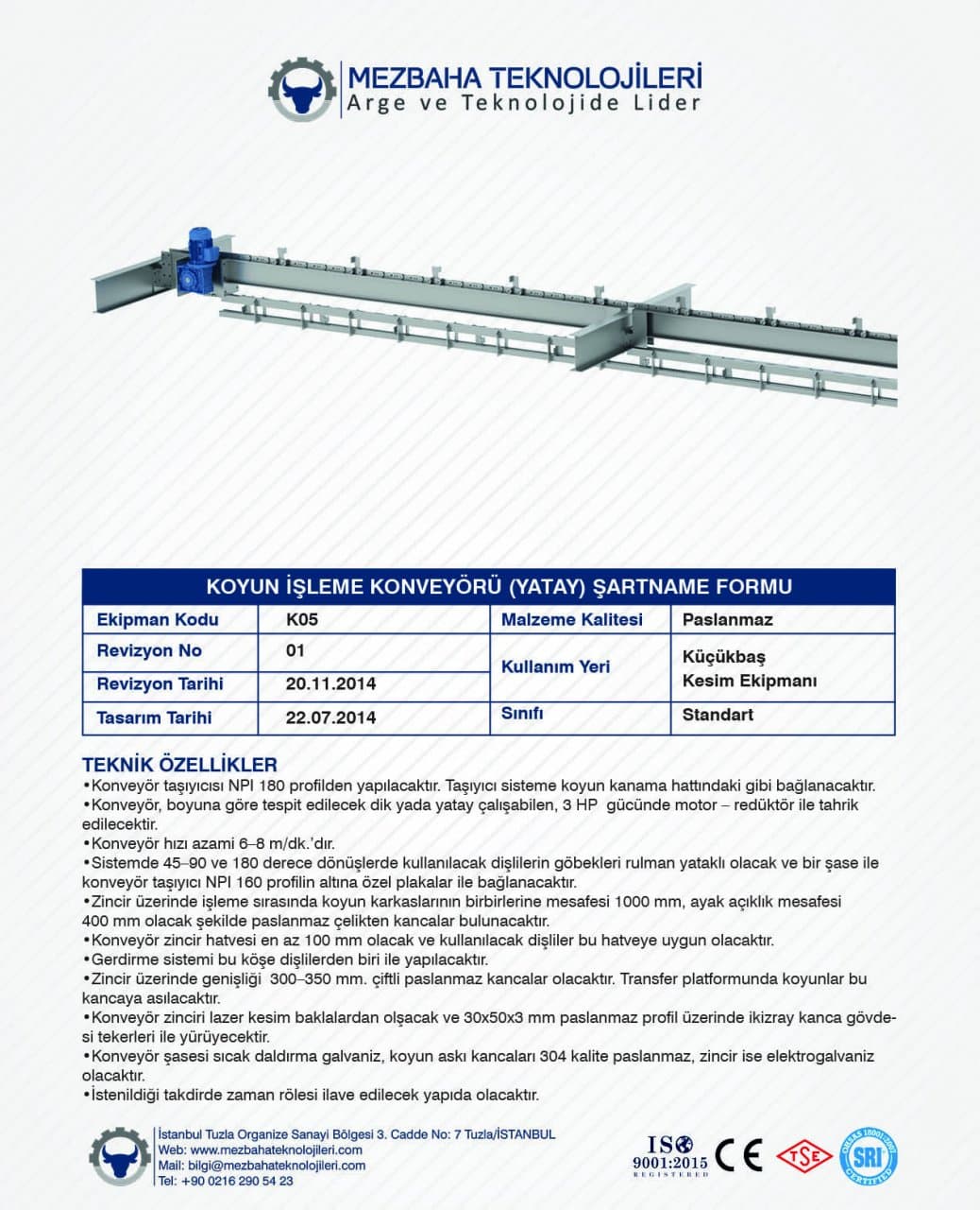 2018 Mezbaha Sistemleri Katalog — Page 85 / 155