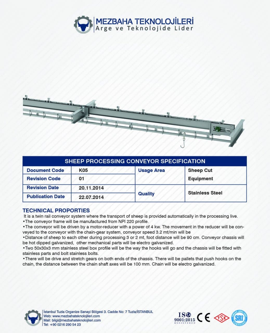 2018 Mezbaha Sistemleri Katalog — Page 86 / 155