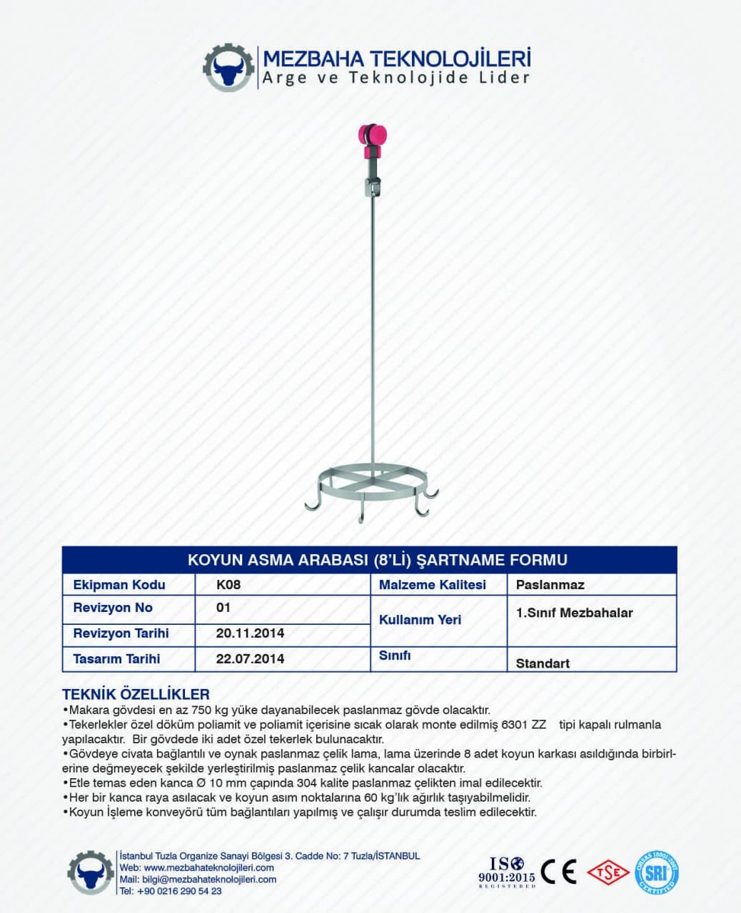 2018 Mezbaha Sistemleri Katalog — Page 87 / 155