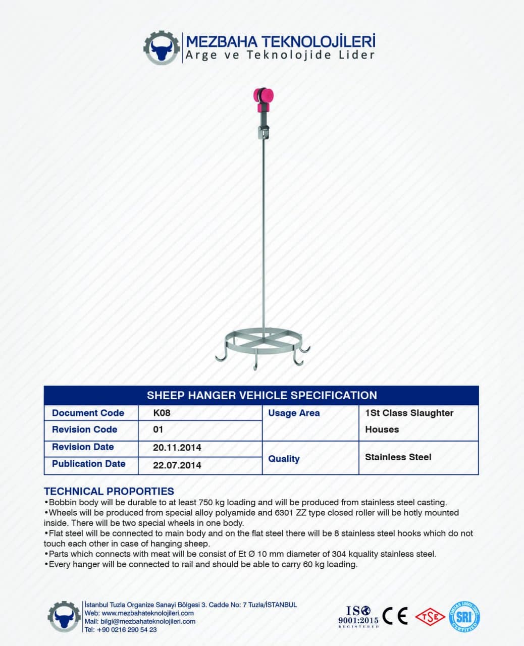 2018 Mezbaha Sistemleri Katalog — Page 88 / 155