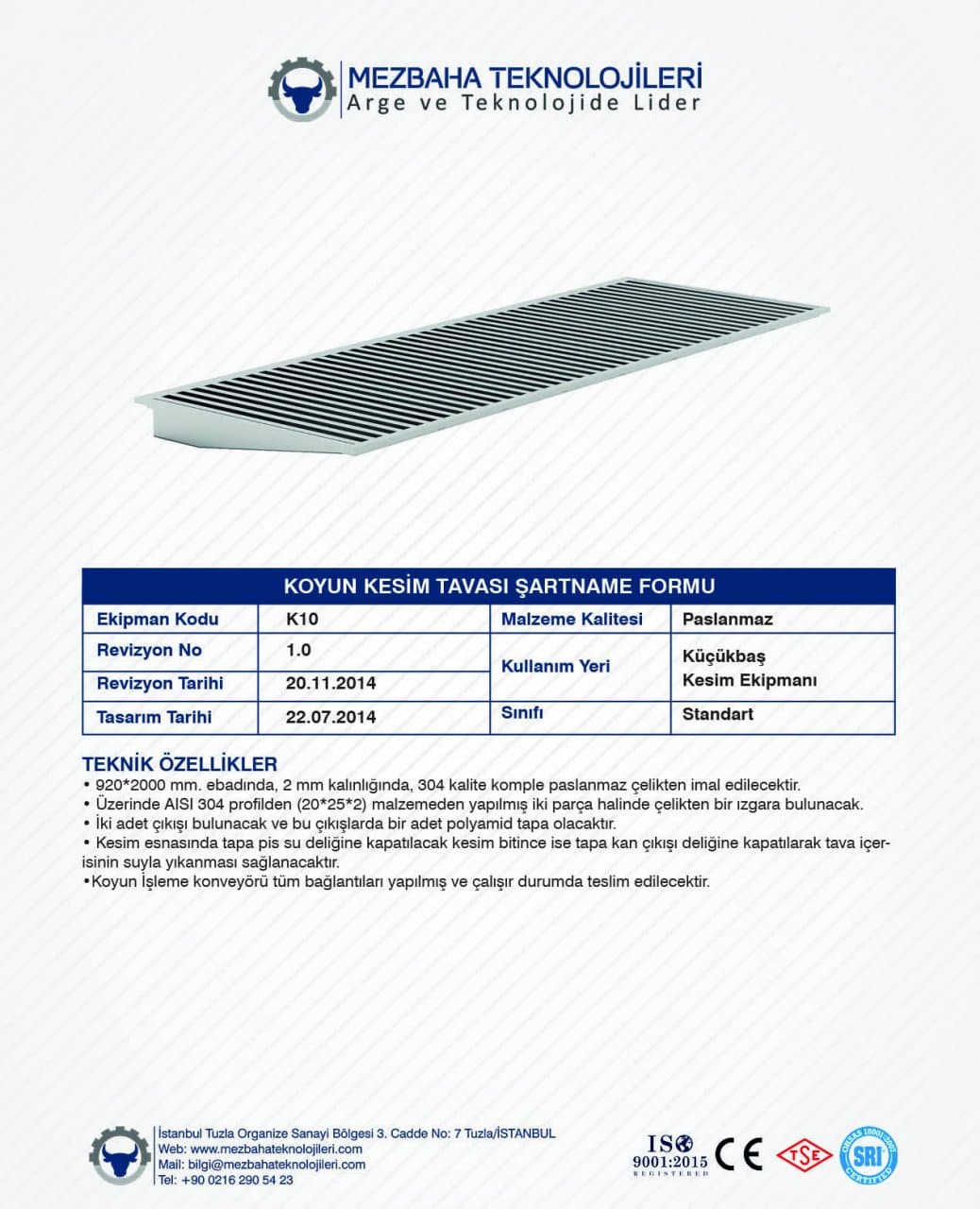 2018 Mezbaha Sistemleri Katalog — Page 89 / 155
