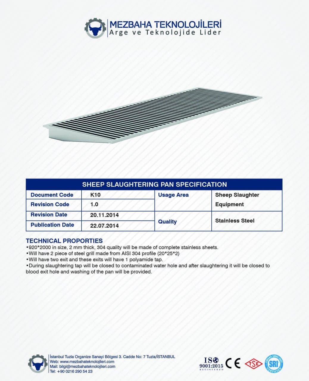 2018 Mezbaha Sistemleri Katalog — Page 90 / 155