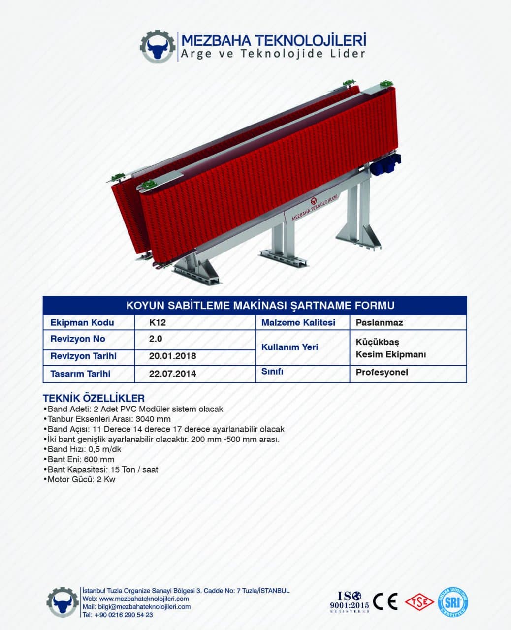 2018 Mezbaha Sistemleri Katalog — Page 91 / 155