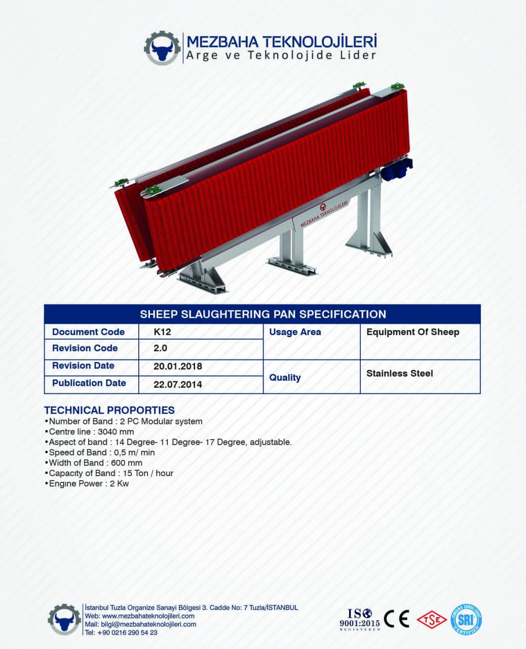 2018 Mezbaha Sistemleri Katalog — Page 92 / 155