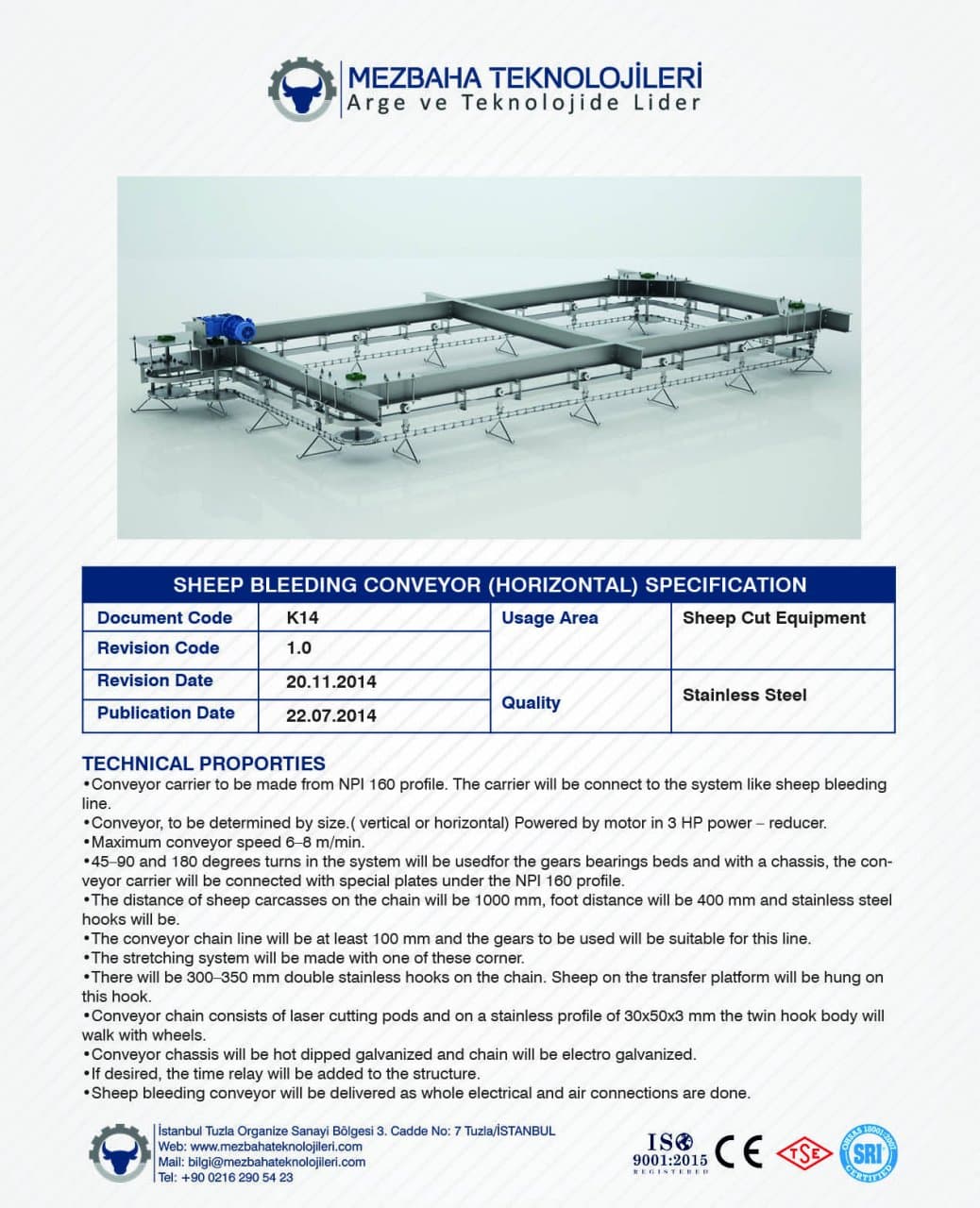 2018 Mezbaha Sistemleri Katalog — Page 94 / 155