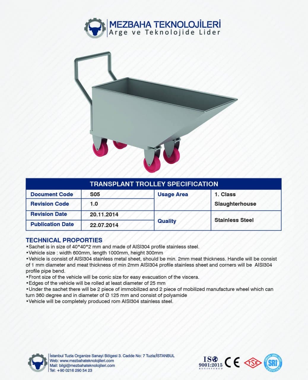 2018 Mezbaha Sistemleri Katalog — Page 98 / 155