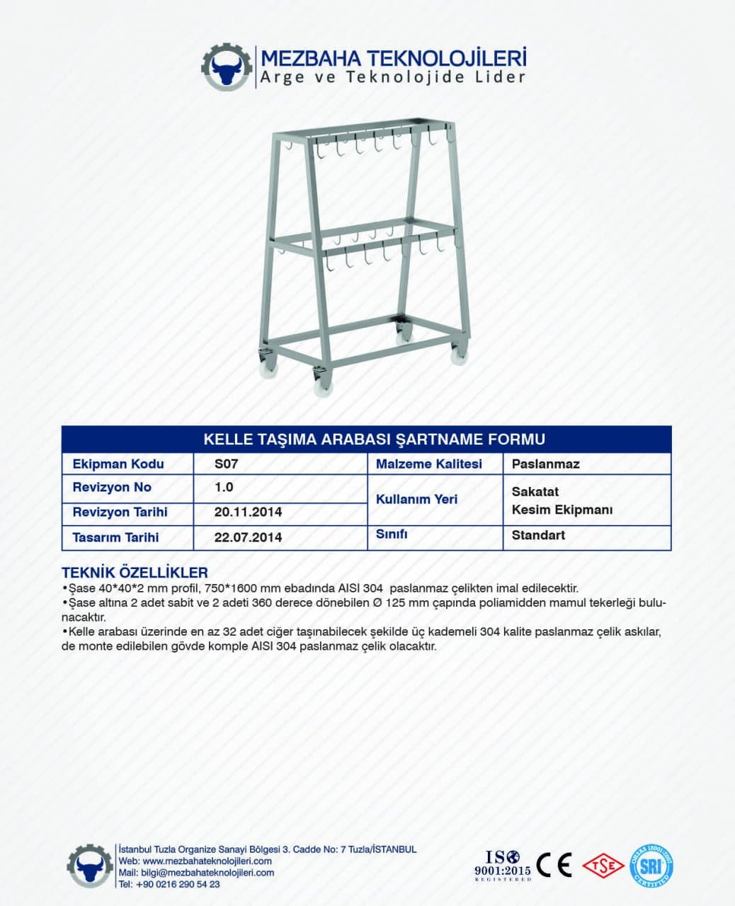 2018 Mezbaha Sistemleri Katalog — Page 99 / 155