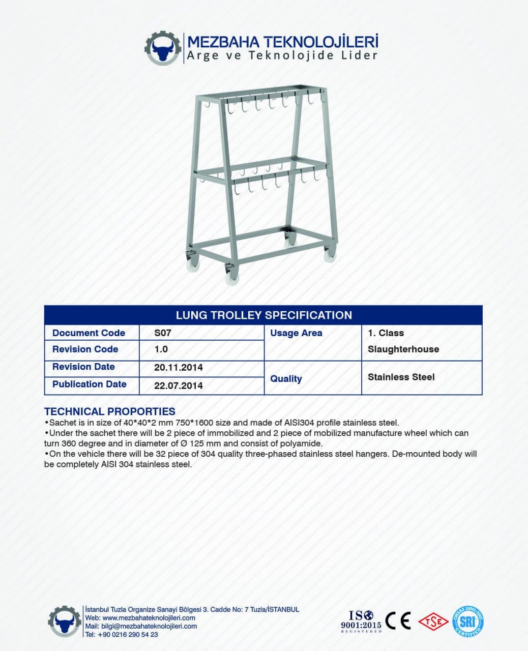 2018 Mezbaha Sistemleri Katalog — Page 100 / 155