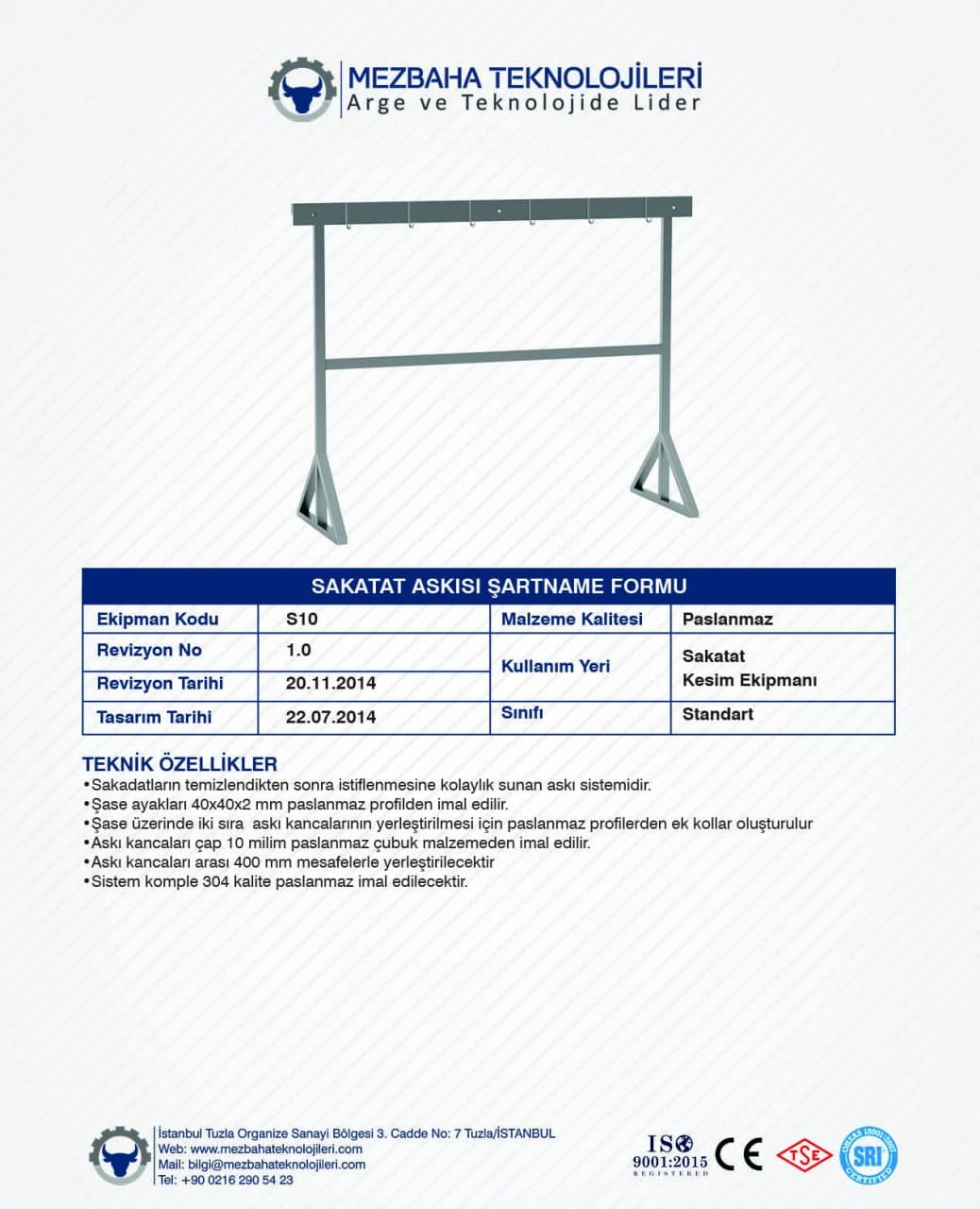 2018 Mezbaha Sistemleri Katalog — Page 103 / 155