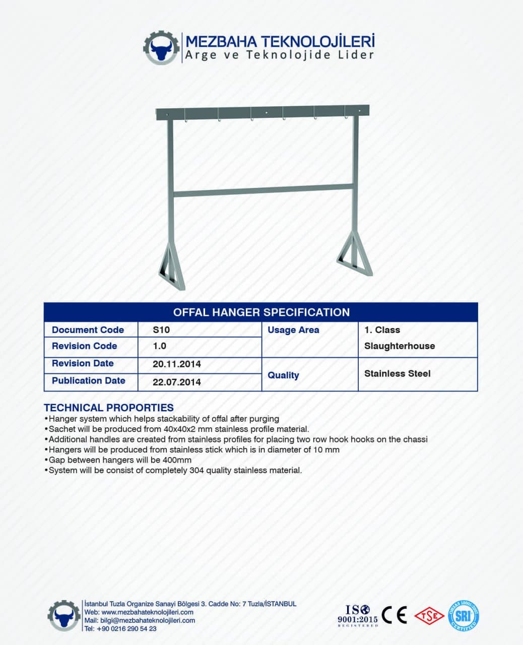 2018 Mezbaha Sistemleri Katalog — Page 104 / 155