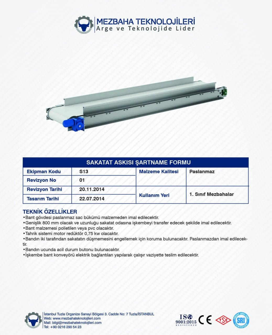 2018 Mezbaha Sistemleri Katalog — Page 105 / 155