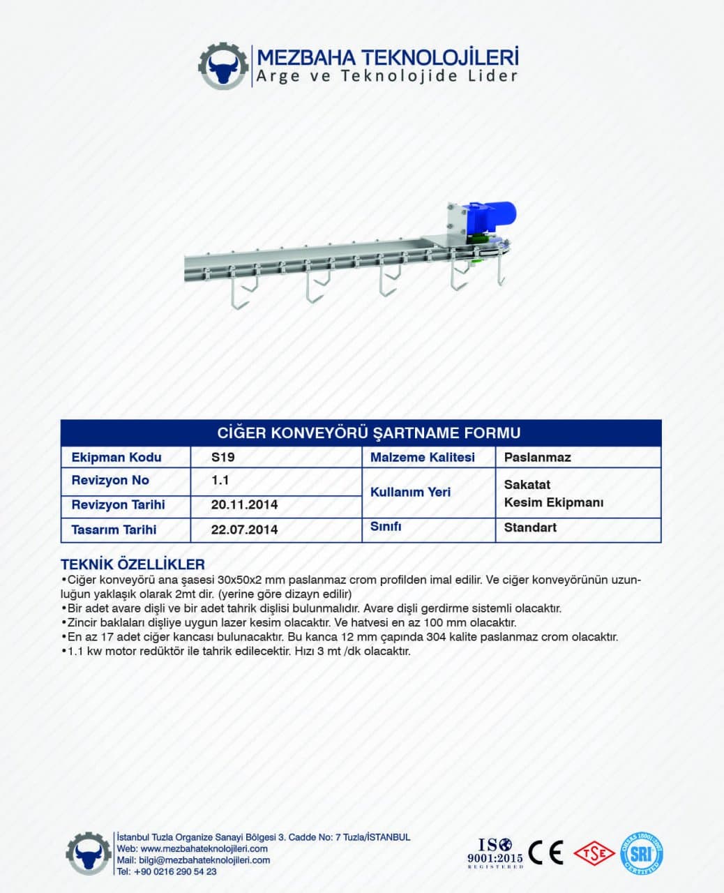 2018 Mezbaha Sistemleri Katalog — Page 109 / 155