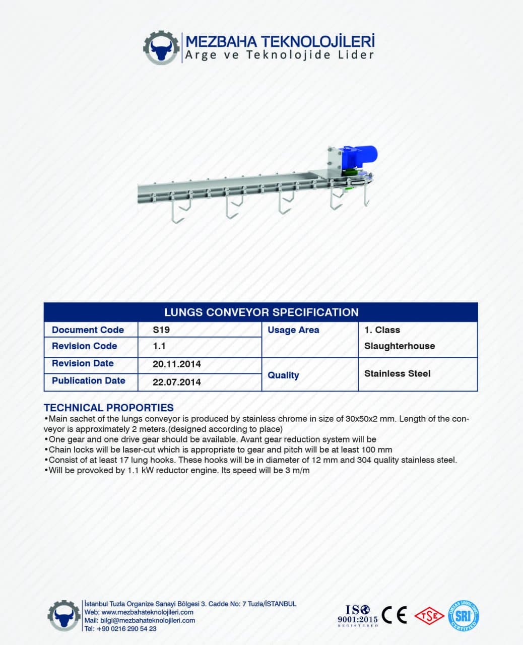 2018 Mezbaha Sistemleri Katalog — Page 110 / 155